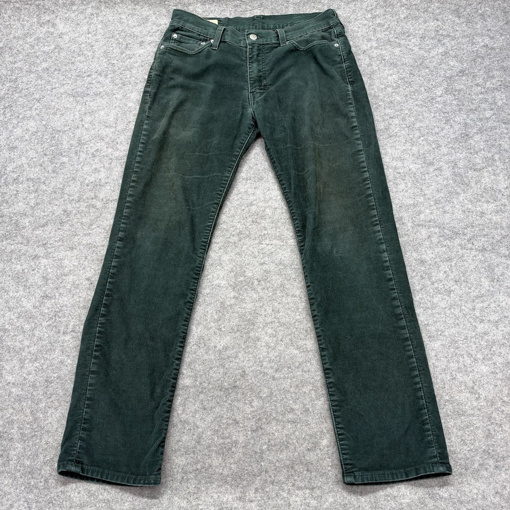 Levis 511 Premium Jeans Mens 30x30 Green Corduroy Slim Straight Dark WaterLess